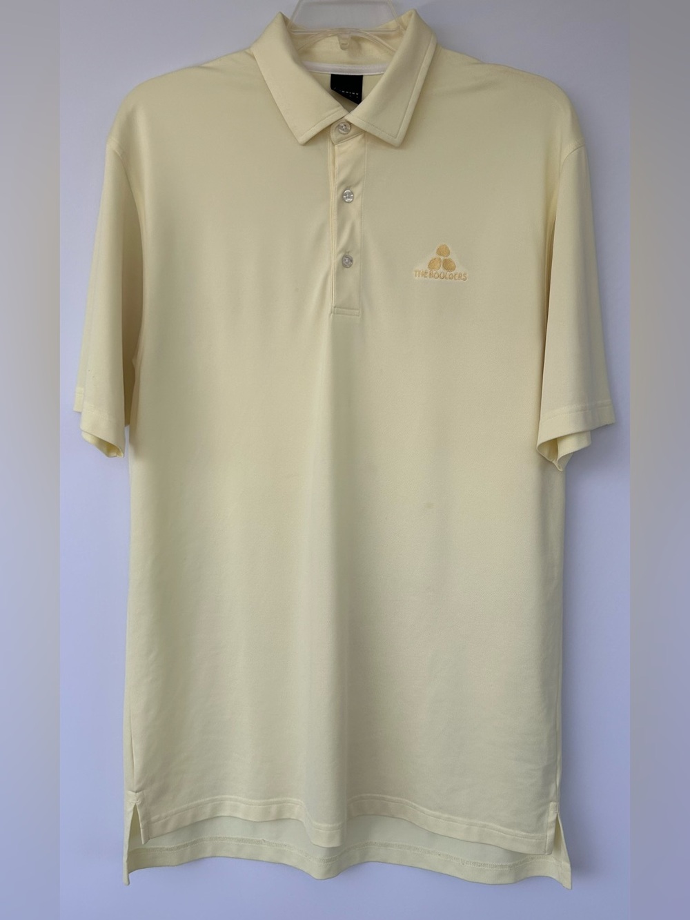 Dunning Golf Men’s Golf Polo with The Boulders Logo Pale Yellow Size Large